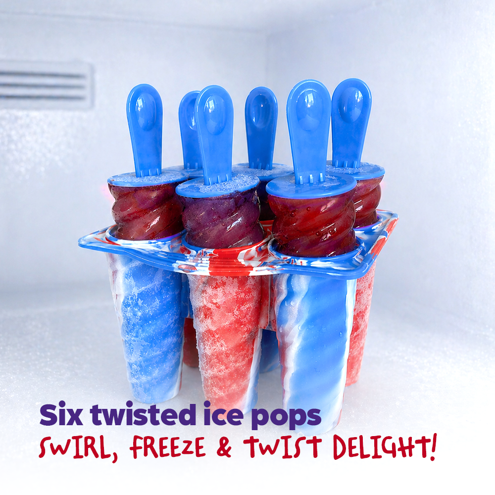 Bpa Free Spiral Ice Pop Mould With 6 Sticks Tricolour