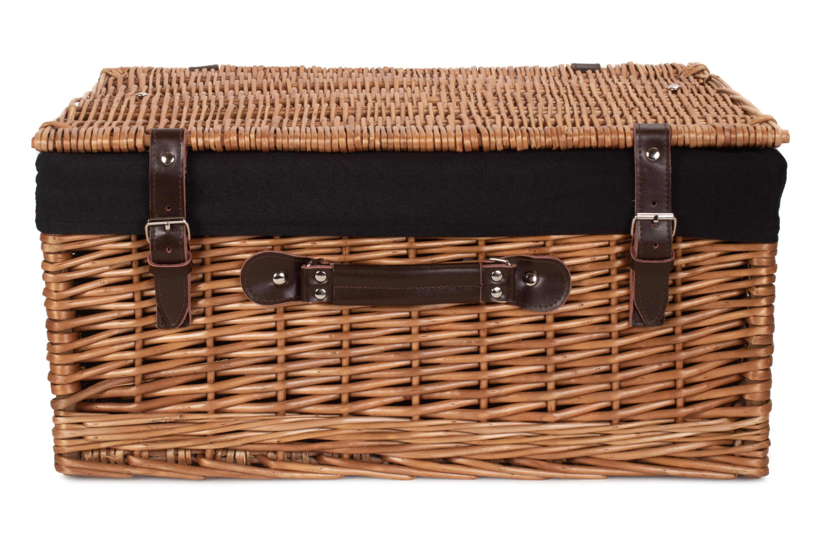 Wicker Double Steamed 51cm Picnic Basket | Black