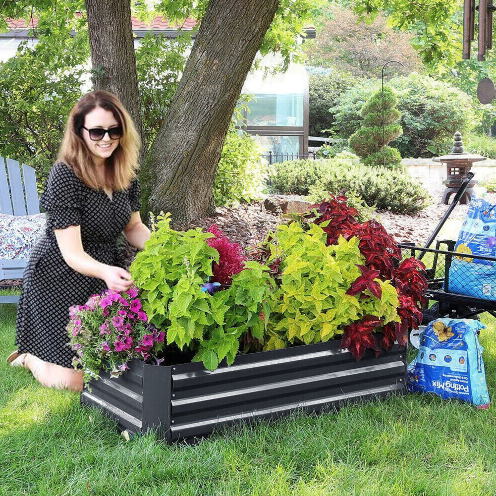 Galvanized Steel Raised Garden Bed Planter Box | Small | Charcoal Black