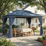 3 X 4 M Outdoor Garden Gazebo With Upf50+ Double roof | Dark Blue
