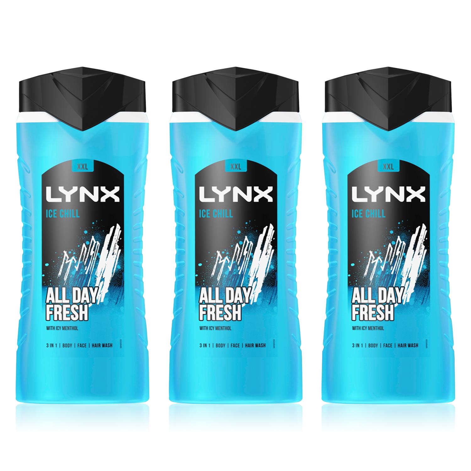 Ice Chill 12h Refreshing Fragrance Shower Gel Bodywash, 3x 500ml