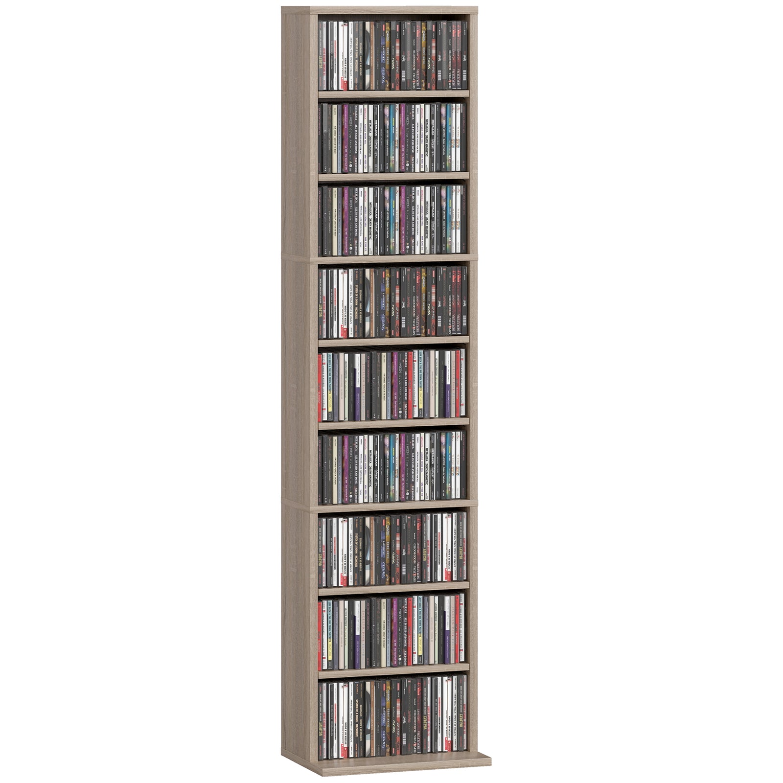 260 Cd Storage Unit 120 Dvd Storage Tower With 9 Compartments | Natural