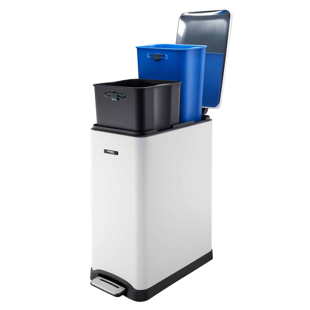 Slimline Dual Compartment Pedal Bin 50l | 50l | White