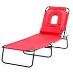 Garden Sun Lounger Folding Recliner Chair | Set of 1 | Red