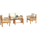 4 Seater Acacia Wood Patio Conversation Set Slatted Design Teak