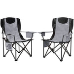 Set Of 2 Folding Camping Chairs With Cooler Bag