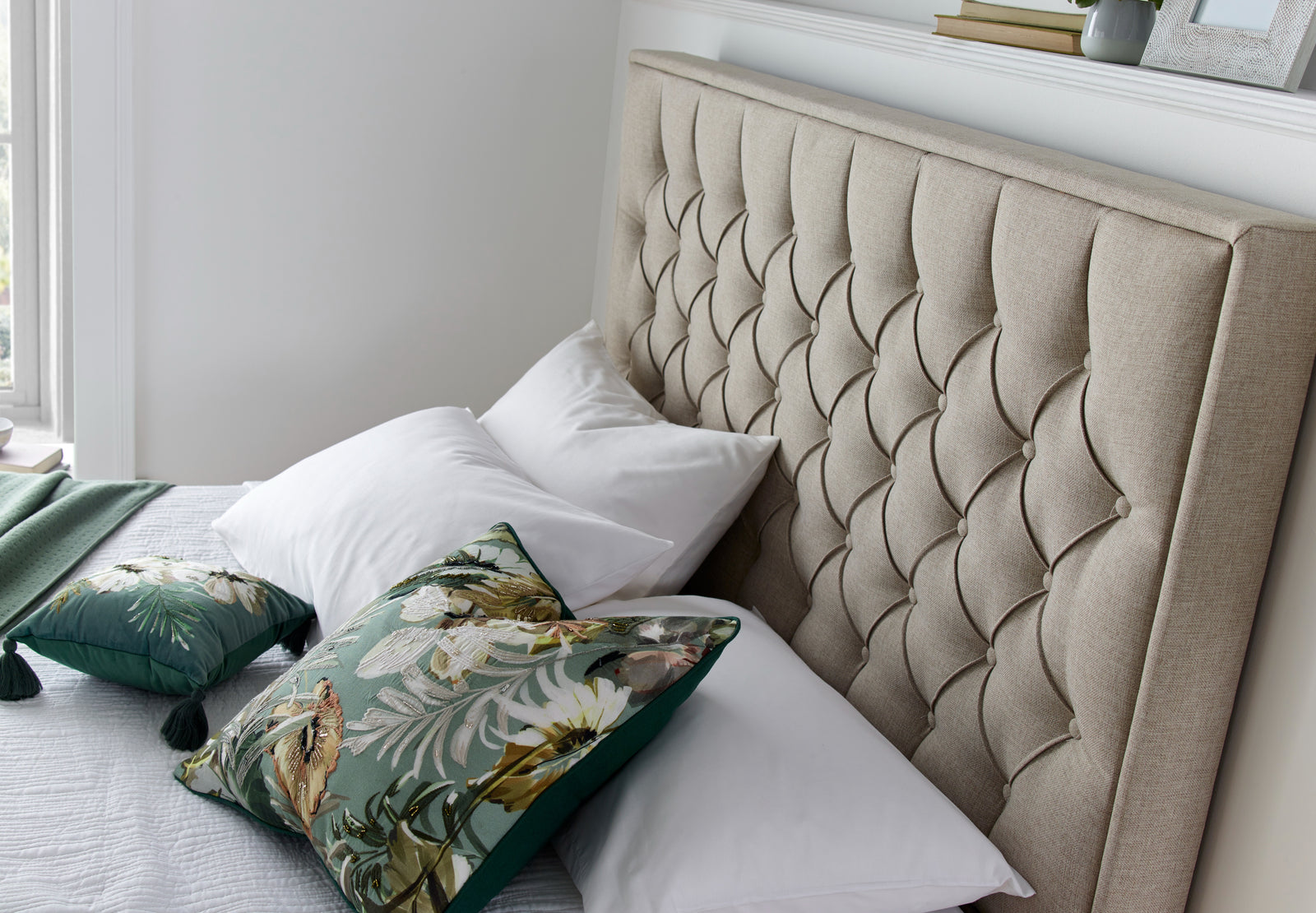 Wilson Fabric Ottoman Bed | Double | Beige