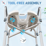 Padded Bath Chair With Slotted Seat And Adjustable Height | One Size | Blue