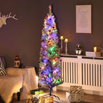 6/7/7.5ft Flocked Christmas Tree, Led Lights | 6ft | Green