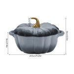 Enamelled Cast Iron Pumpkin Dutch Oven With Lid And Handles | Grey