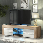 Loom Tv Unit 130cm With Led Lights | Natural Oak