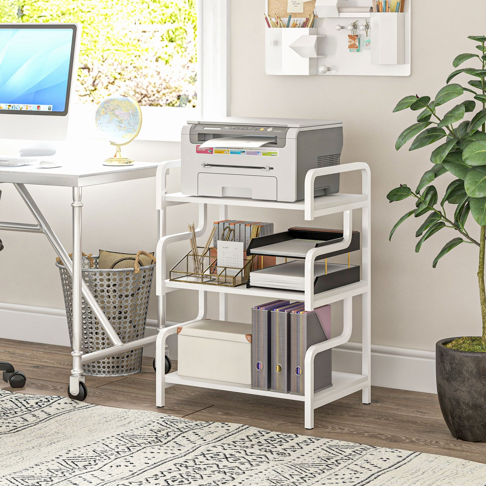 3-tier Storage Shelf Metal Shelves For Storage Home Office | One Size | White