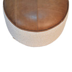Solid Mango Wood Cream Boucle Buffalo Footstool