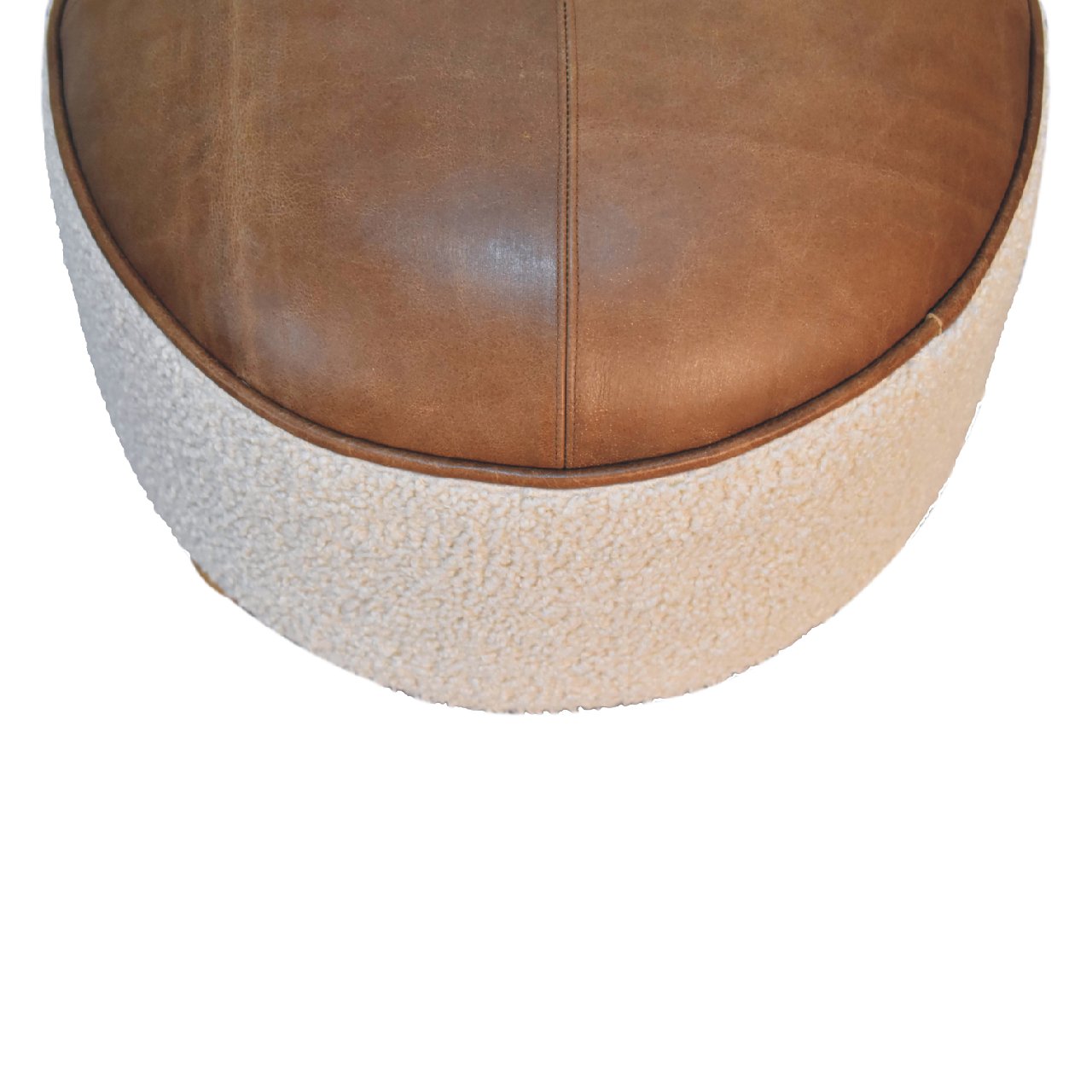 Solid Mango Wood Cream Boucle Buffalo Footstool