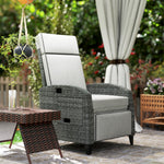 Outdoor Recliner Chair W/ Cushion Rattan Reclining Lounge