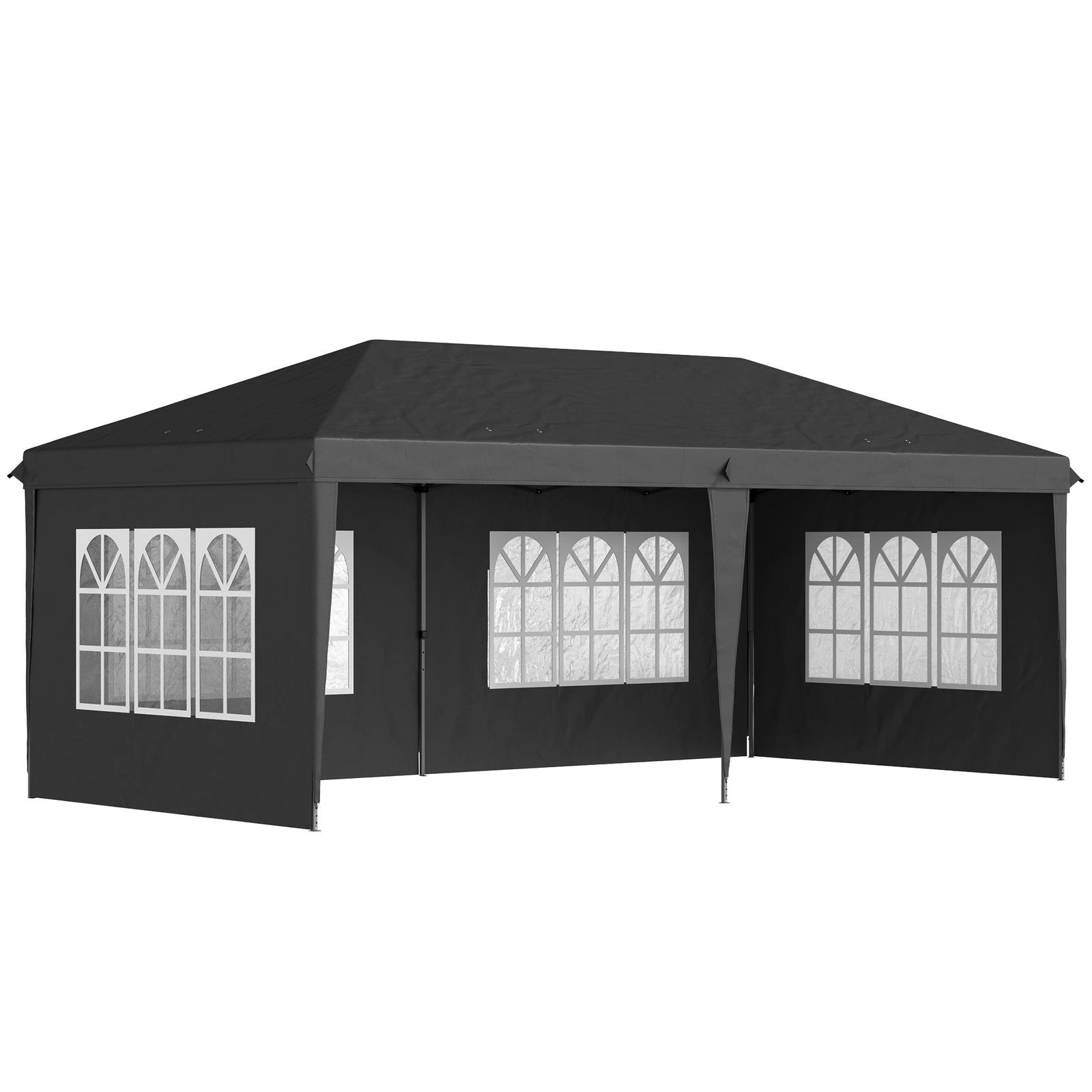 3 X 6m Garden Pop Up Gazebo, Height Adjustable | Black