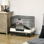 Small Pet Animal Cage W/ Metal Wire Top Platform Removable Tray 4 Wheels