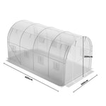 Outdoor Walk-in Tunnel Greenhouse With Heavy Duty Steel Frame & Roll-up Door | 4 x 3 x 2m | White