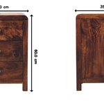 California Walnut Naya Bedside, 3 Drawers, Brown | Brown