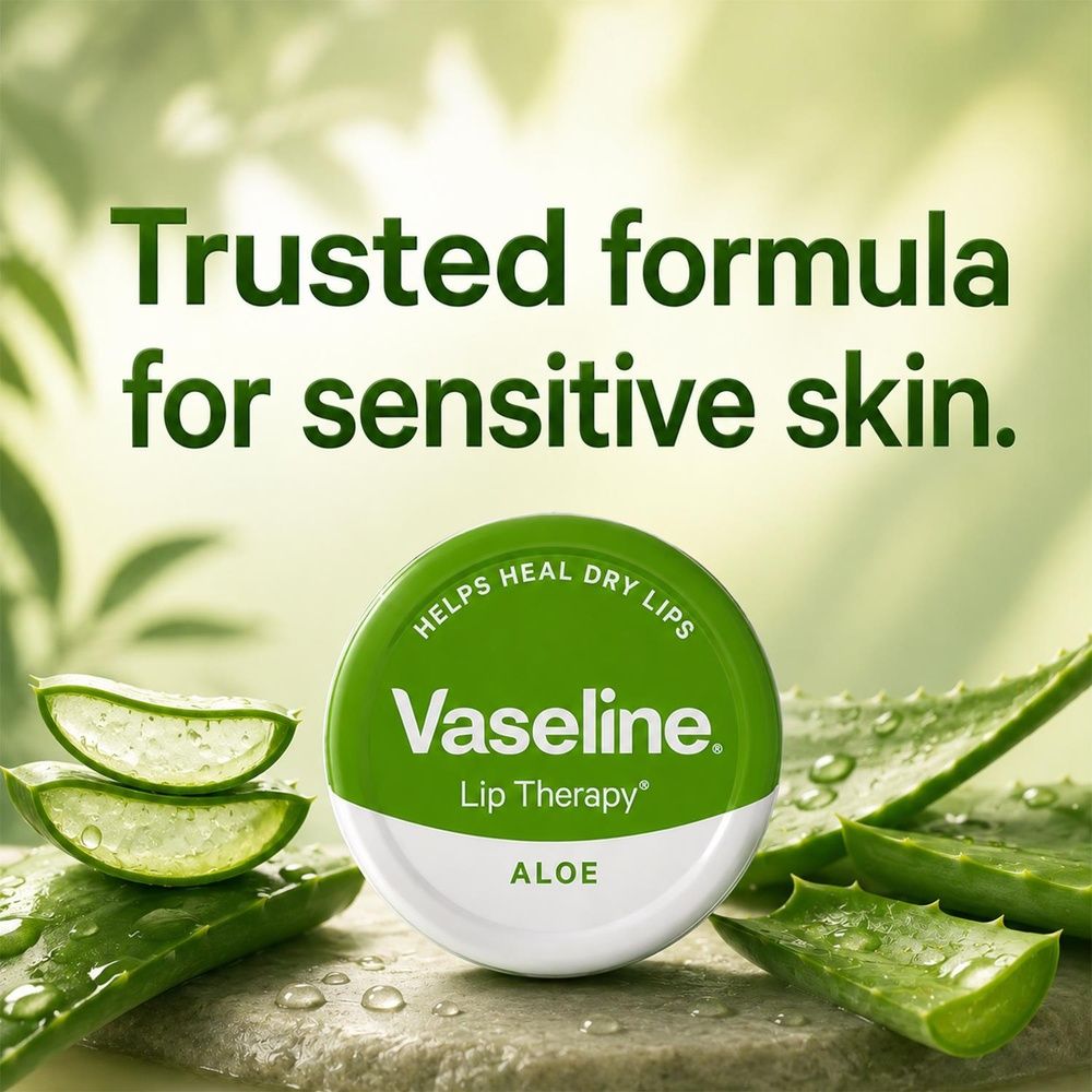 Vaseline Lip Therapy Petroleum Jelly, Aloe Vera 20gm Hydrating Lip Balm