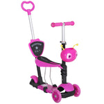 5-in-1 Kids Baby Toddler Kick Scooter Removable Seat Height Adjustable | Pink