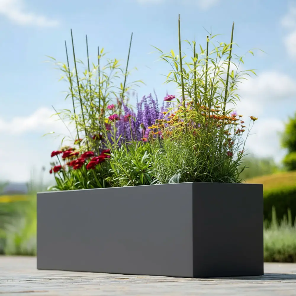 Zinc Galvanised Trough Planter | 70cm x 24cm x 24cm | Grey