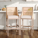 Set Of 2 Modern Upholstered High Bar Stools | Beige