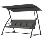 Outsunny 2-in-1 Swing Chair 3 Seater Hammock Cushion Bed Tilt Canopy Grey