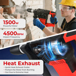 Hammer Drill Heavy Duty Corded Electric Impact Driver With Bit Set | Red
