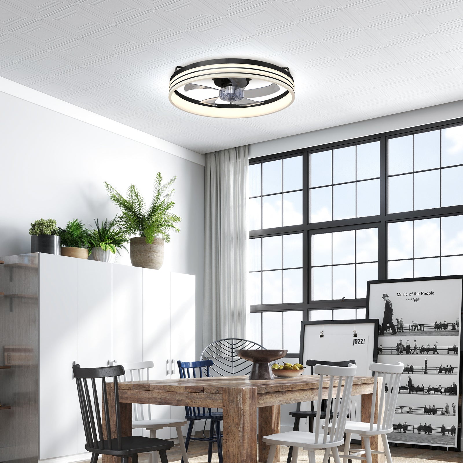 Ceiling Fan With Light And & App Control, 6 Speed, 50 Cm | Black