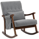 Modern High Back Rocking Chair With Solid Wood Legs | Grey