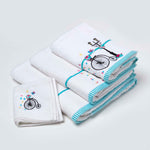 Turkish Cotton Embroidered Bicycle White Towel | Bath Towel | White