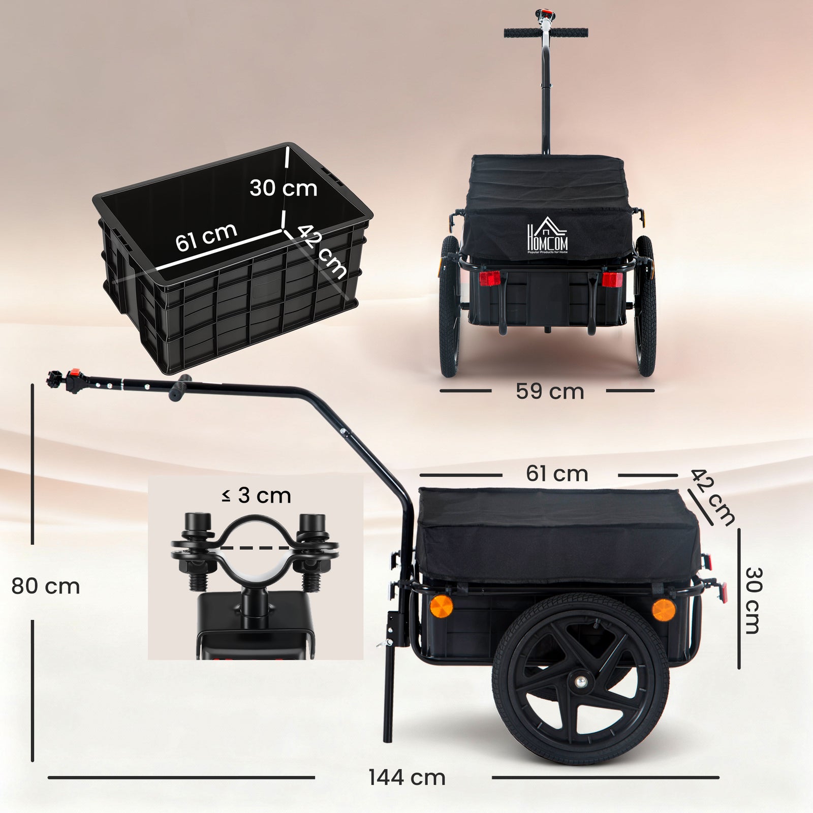 Cargo Trailer Bicycle Carrier Luggage Cart