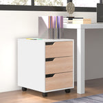 Mdf Mobile File Cabinet With 3 Drawers Locking Wheels | One Size | Brown