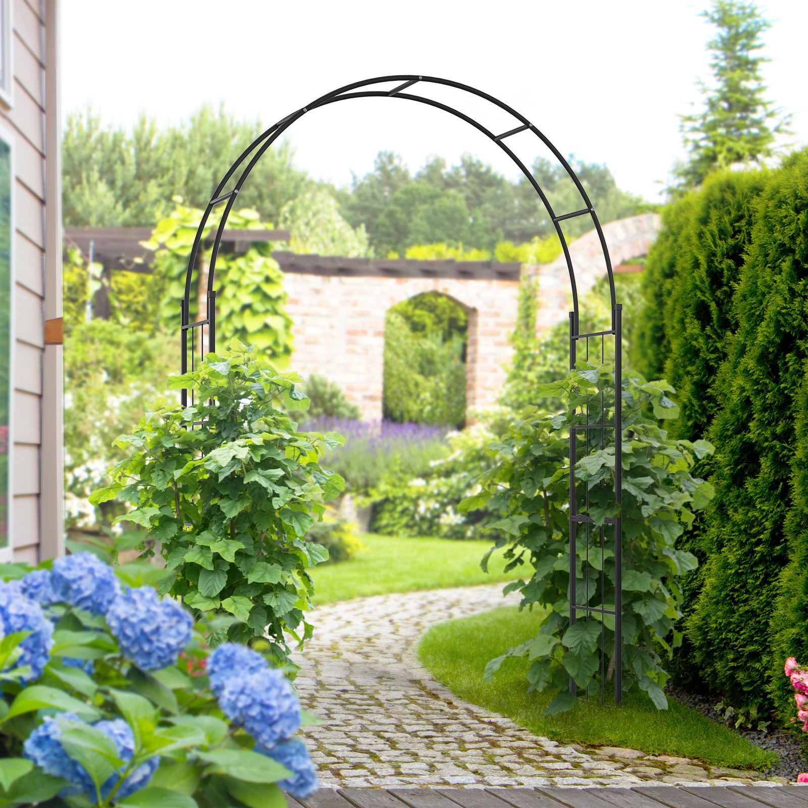 Outsunny 223cm Garden Arch Trellis, Outdoor Wedding Arbor For Roses, Vines