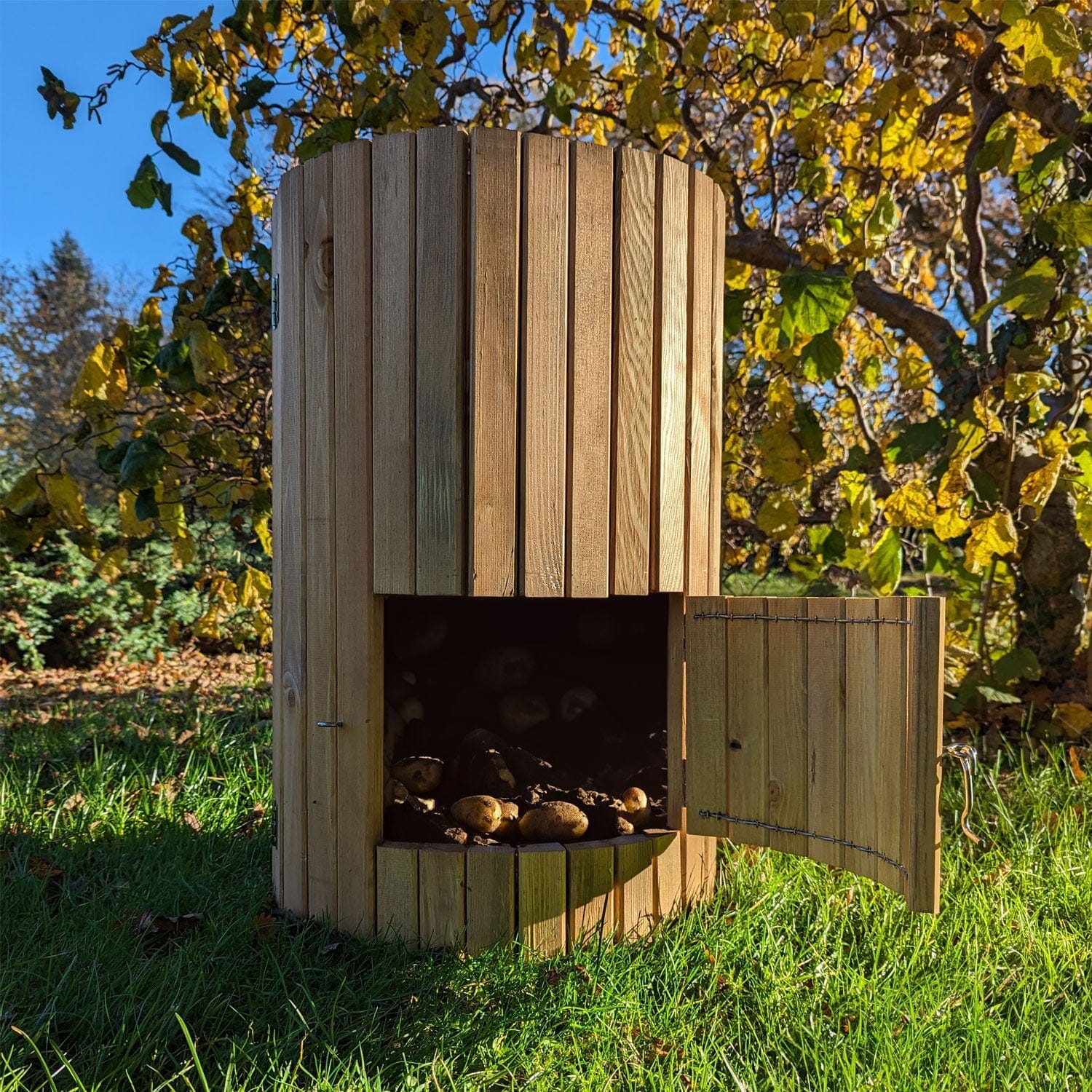 Wooden Potato Planter Barrel | 42cm x 42cm x 65cm | Brown