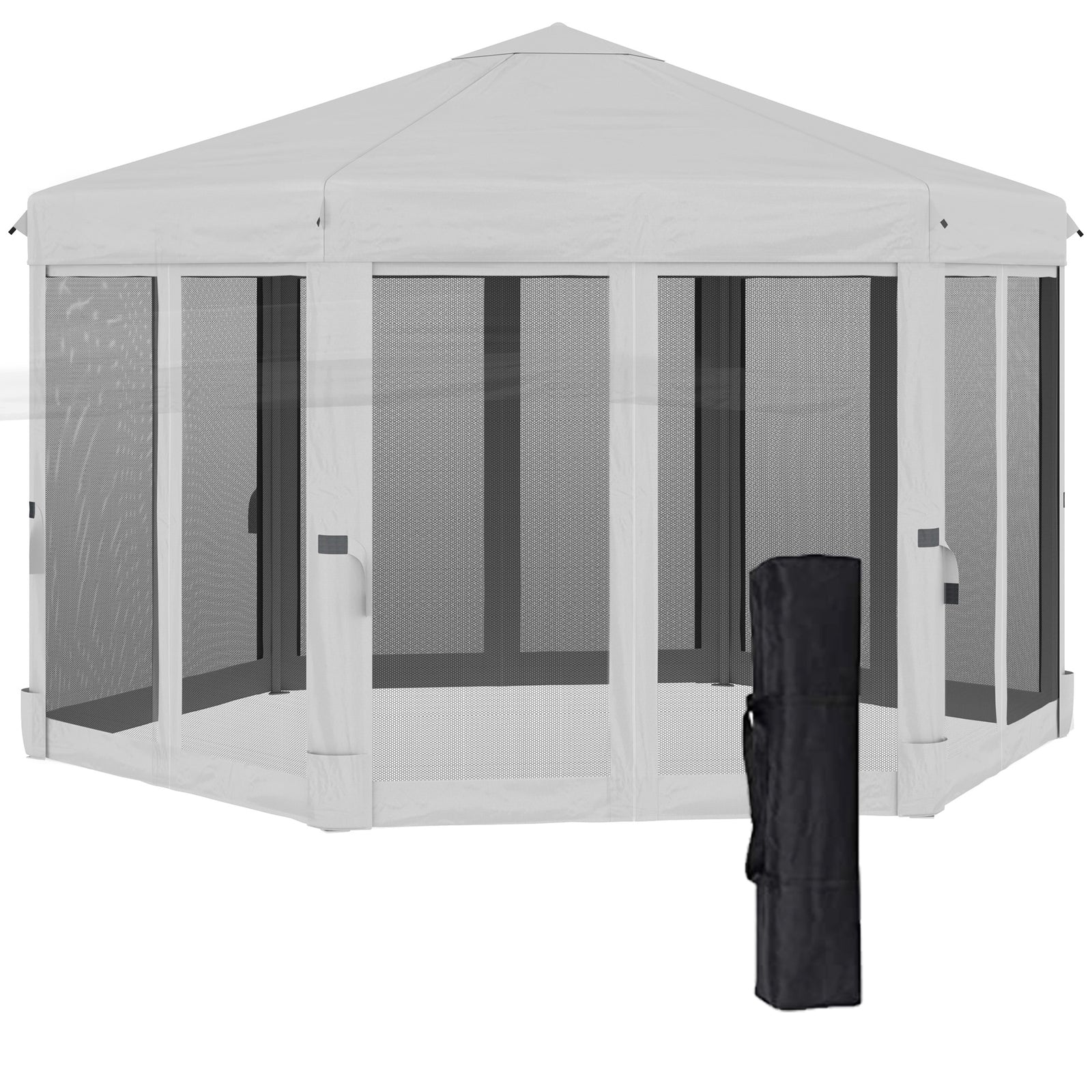 3.2m Pop Up Gazebo Hexagonal Canopy Tent Outdoor W/sidewalls | Light Slate Gray