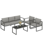 Outsunny Patio Furniture Set Aluminium Frame Dark Grey