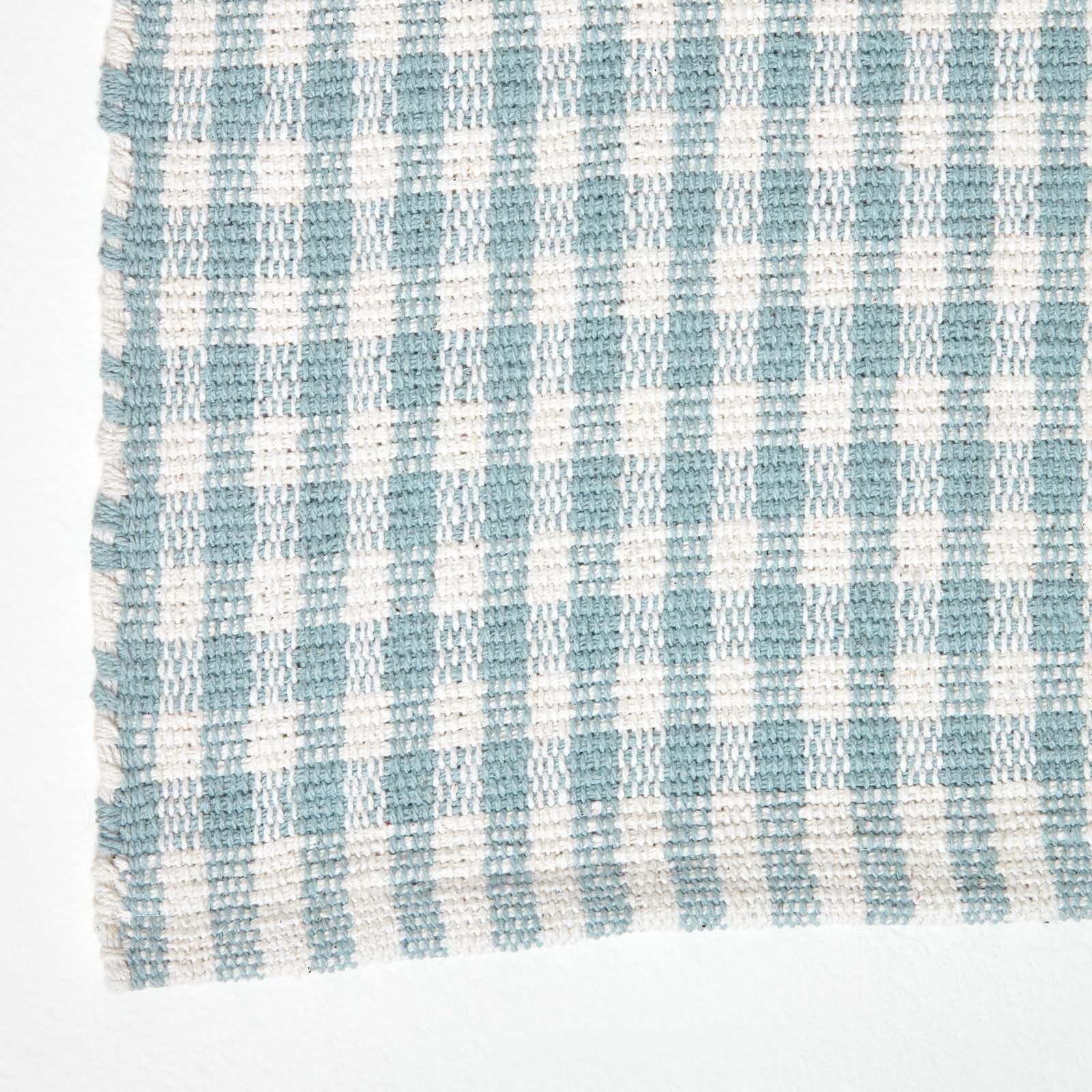 Cotton Gingham Check Rug Hand Woven | 170cm | Blue