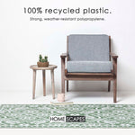 Luxury Outdoor Rug Waterproof Reversible For Garden Patio, Green Floral Leaf