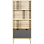 Freestanding Bookshelf With Bottom Cabinet And 6 Shelves