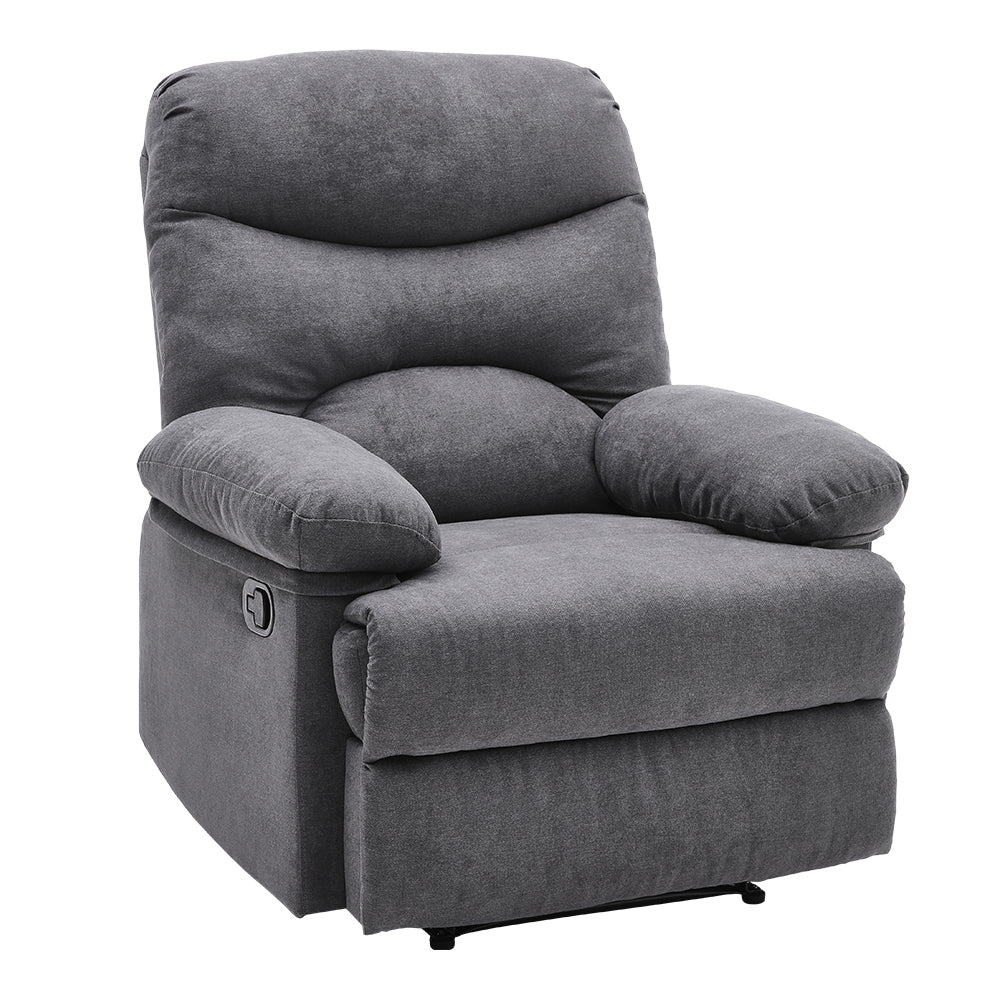 Manual Faux Leather Recliner Armchair Upholstered Lounge Chair With Adjustable Backrest & Footrest For Living Room, Bedroom, Home Theater & Office | Grey