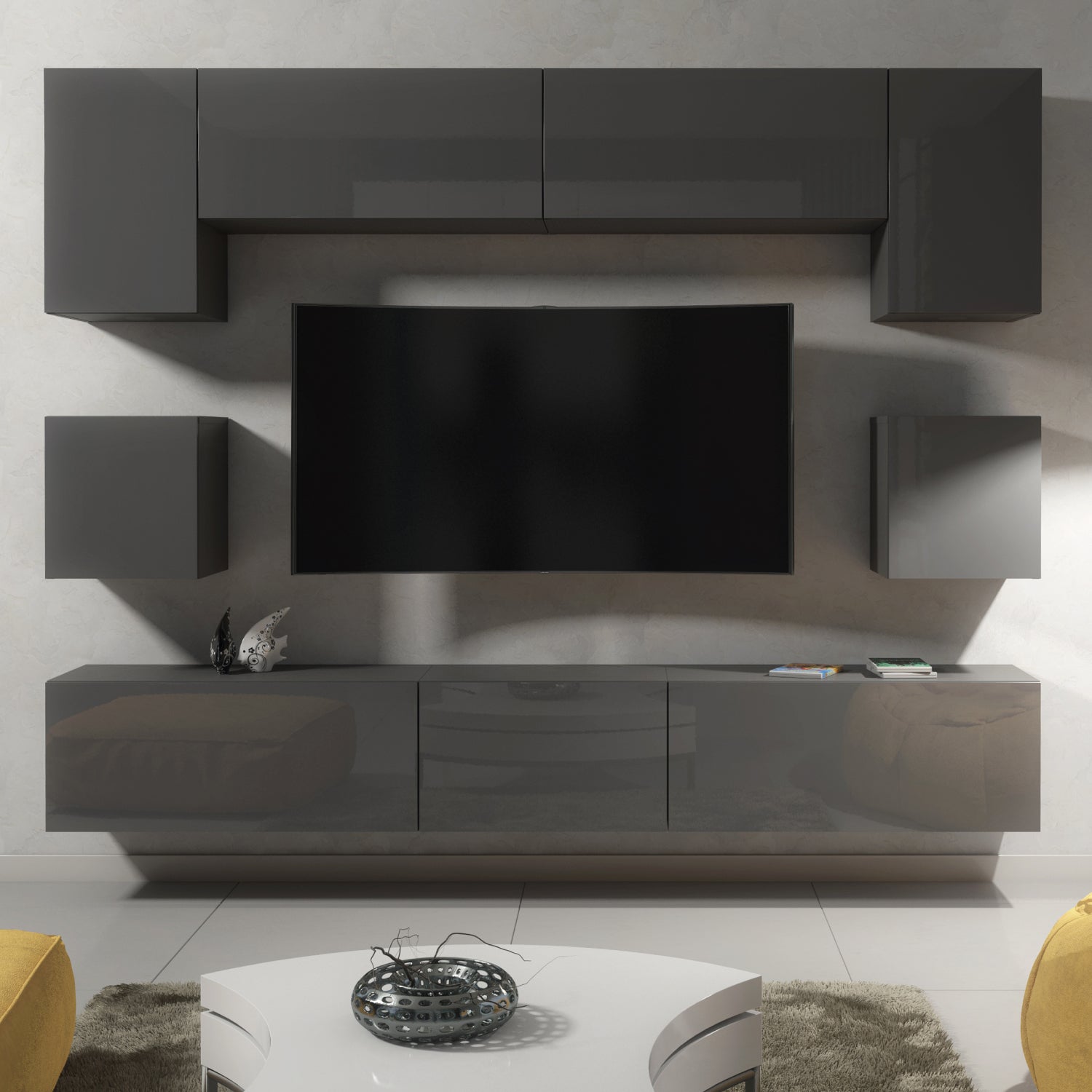 Panorama Wall Tv Unit | Dark Grey