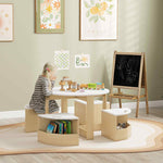 Five-piece Kids Table And Chairs Set With Storage | White