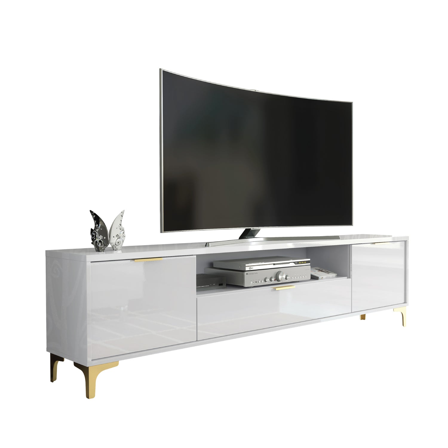 Goldline Gloss Tv Unit 200cm | White