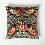 William Morris Strawberry Thief Velvet Cushion | 45cm x 45cm | Navy Blue