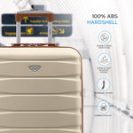 55x40x20cm Lightweight Luggage Hard Shell Cabin Suitcase 60+ Airlines Approved - Carry On Case - 4 Wheels | 55 x 40 x 20cm | Cream