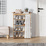 Bamboo Shoe Cabinet With Curtain 5/6-layer Entryway Shoe Rack Storage Organizer | Small