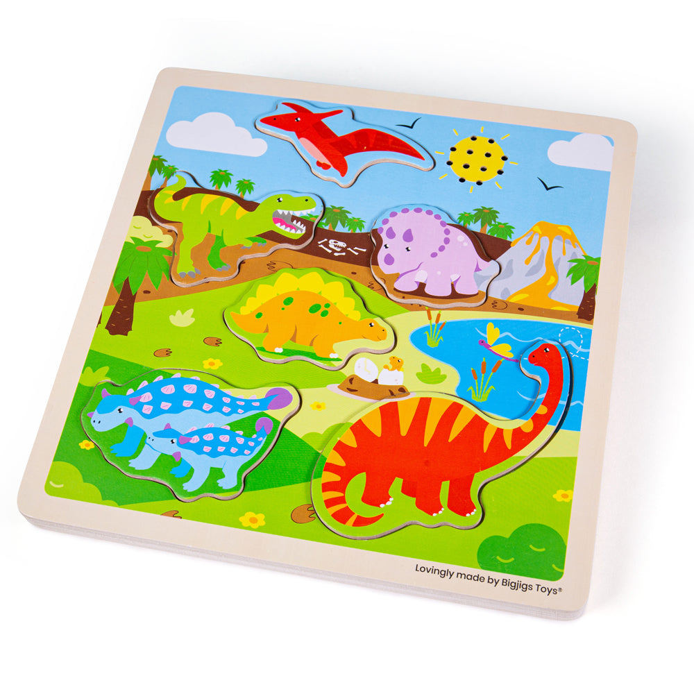 Wooden Dinosaur Themed Sound Puzzle - 6 Pieces
