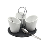 Snack Diping Cups Slate Tray Ceramic Appetizer Tapas Serving